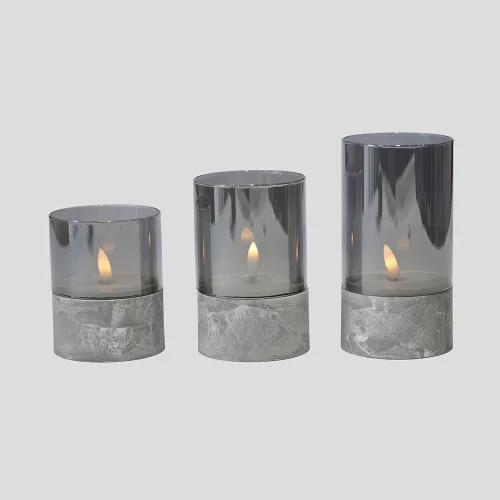 Tase Set VelasLed Destello Greyx3 0420001 20 Gris.webp