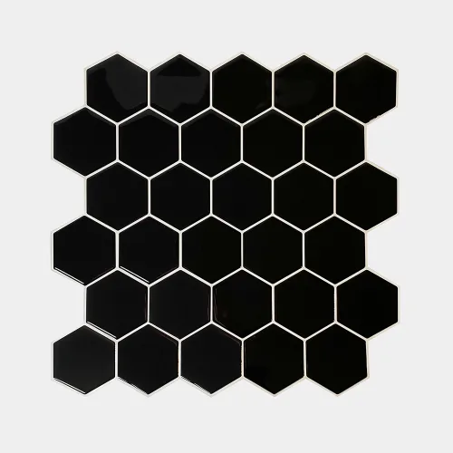 HarteFlooring Stickers3D Hexagonal Negro frente Gris.webp
